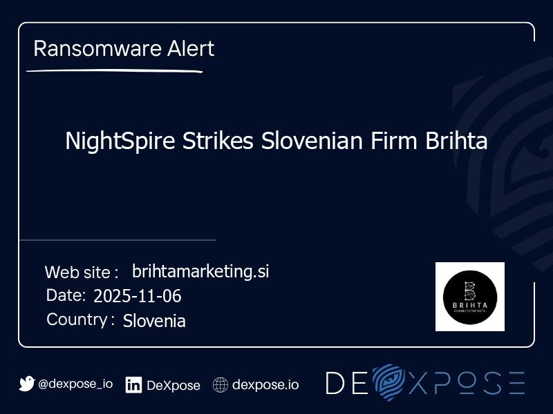 NightSpire Strikes Slovenian Firm Brihta