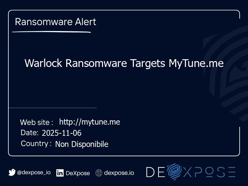 Warlock Ransomware Targets MyTune.me