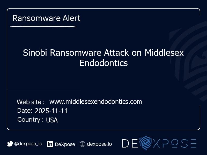 Sinobi Ransomware Attack on Middlesex Endodontics