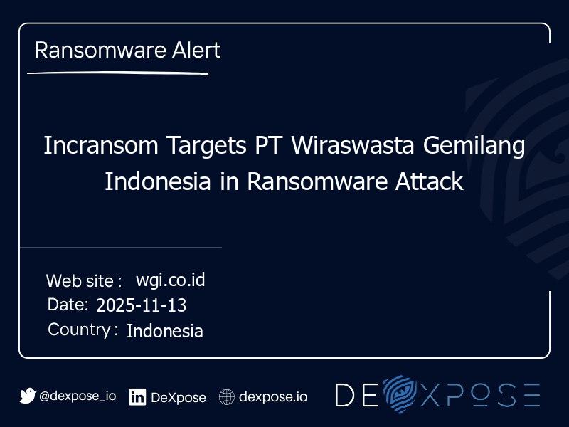Incransom Targets PT Wiraswasta Gemilang Indonesia in Ransomware Attack