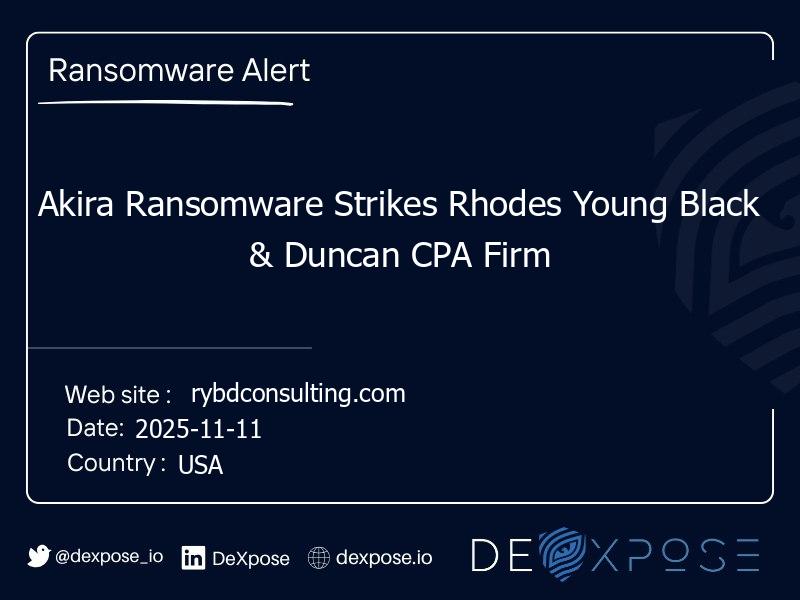Akira Ransomware Strikes Rhodes Young Black & Duncan CPA Firm