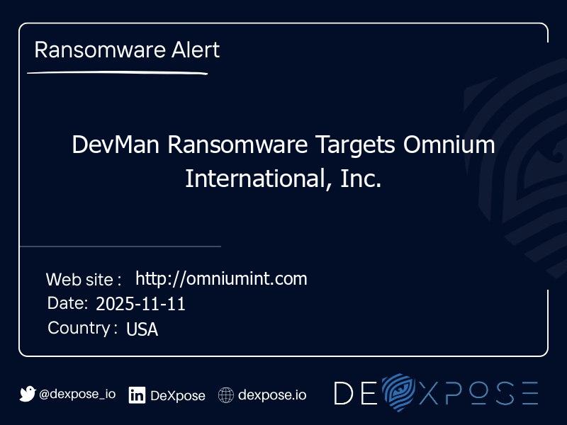 DevMan Ransomware Targets Omnium International, Inc.