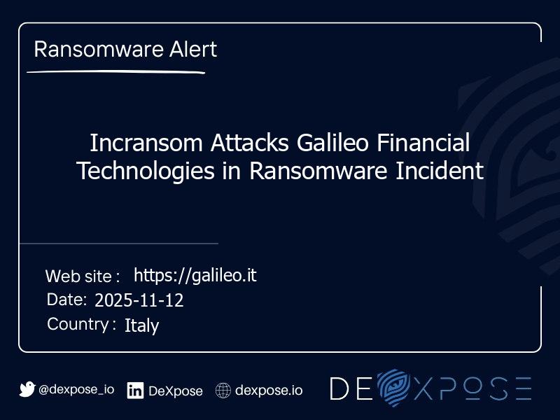 Incransom Attacks Galileo Financial Technologies in Ransomware Incident