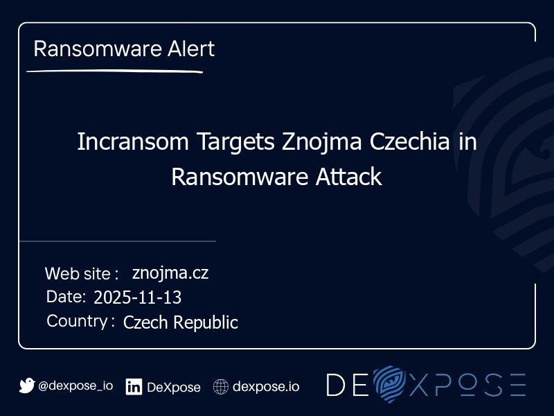 Incransom Targets Znojma Czechia in Ransomware Attack