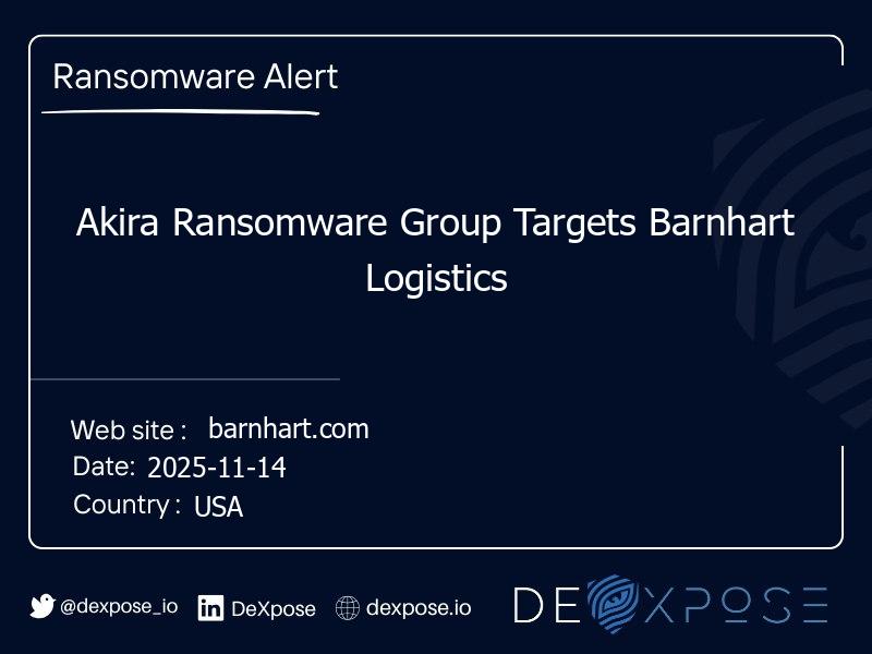 Akira Ransomware Group Targets Barnhart Logistics