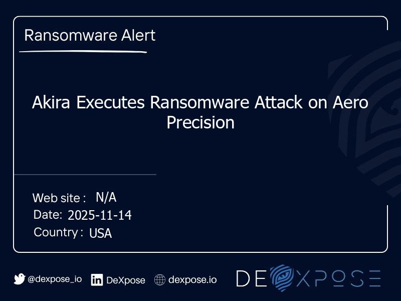 Akira Executes Ransomware Attack on Aero Precision