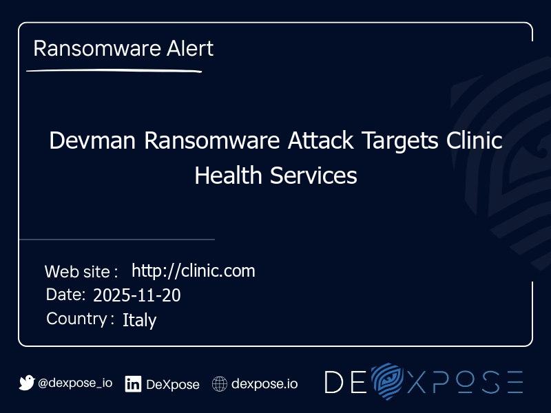 Devman Ransomware Attack Targets Clinic Health Services