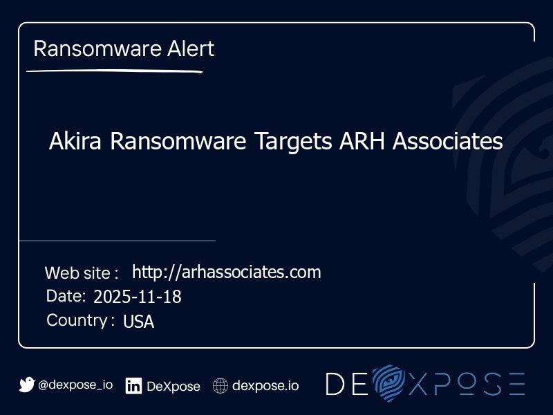 Akira Ransomware Targets ARH Associates