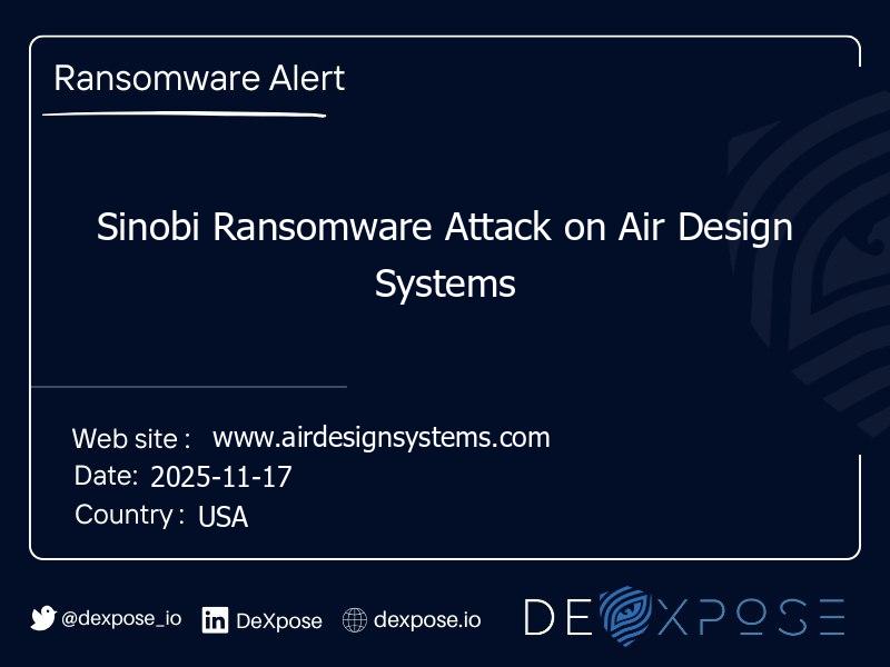Sinobi Ransomware Attack on Air Design Systems