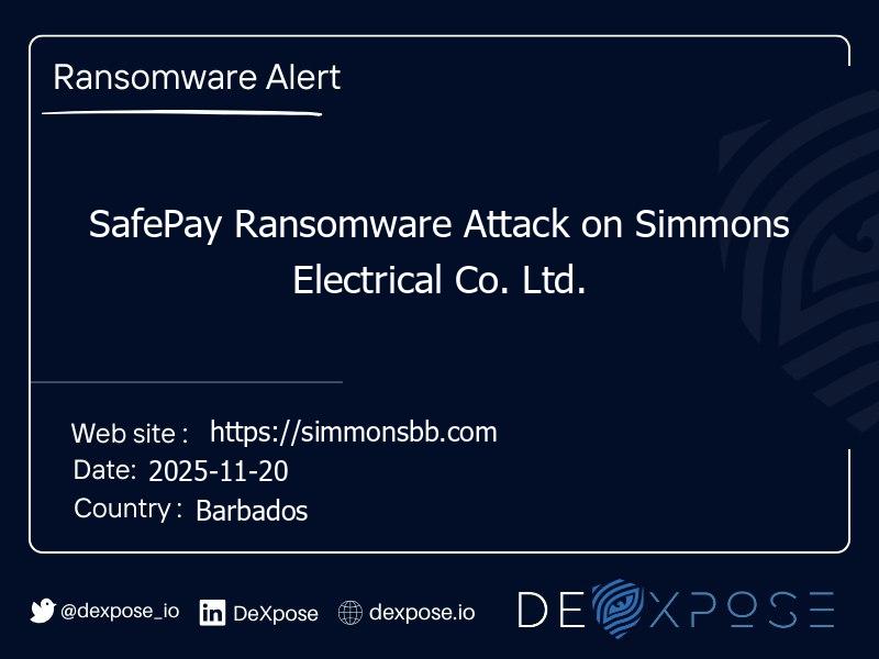 SafePay Ransomware Attack on Simmons Electrical Co. Ltd.