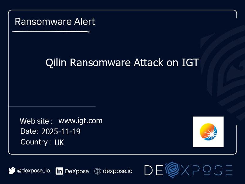 Qilin Ransomware Attack on IGT