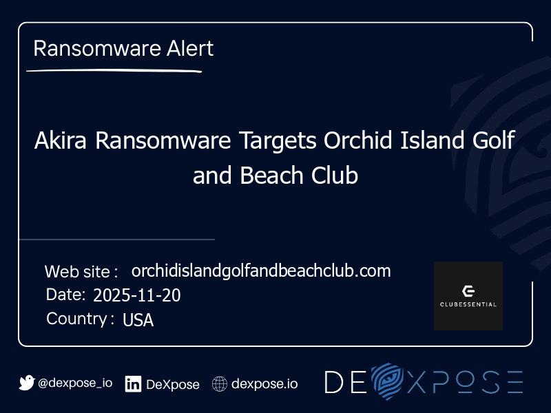 Akira Ransomware Targets Orchid Island Golf and Beach Club