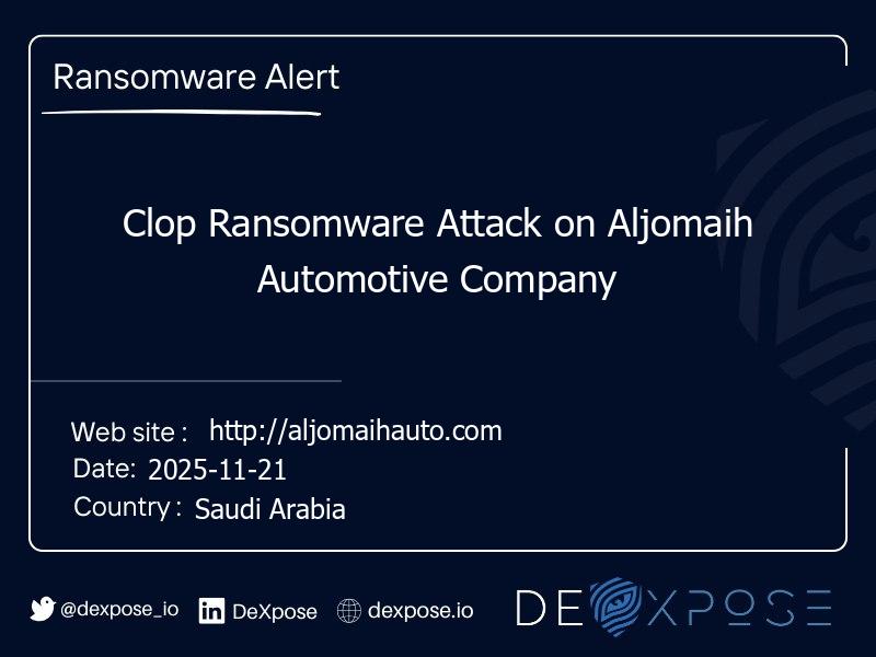 Clop Ransomware Attack on Aljomaih Automotive Company