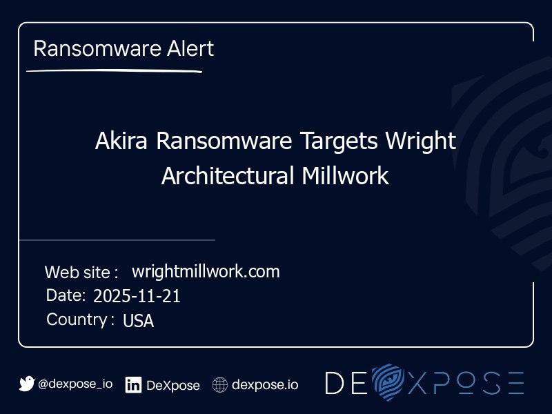 Akira Ransomware Targets Wright Architectural Millwork