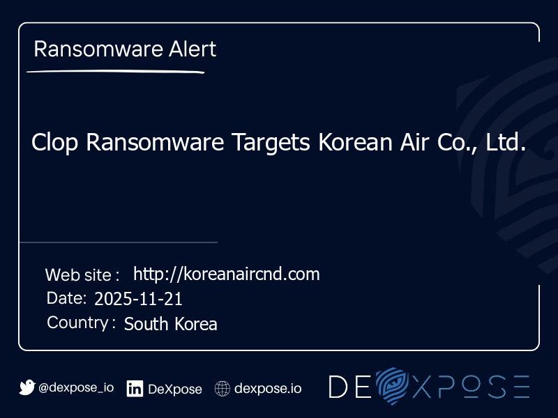 Clop Ransomware Targets Korean Air Co., Ltd.