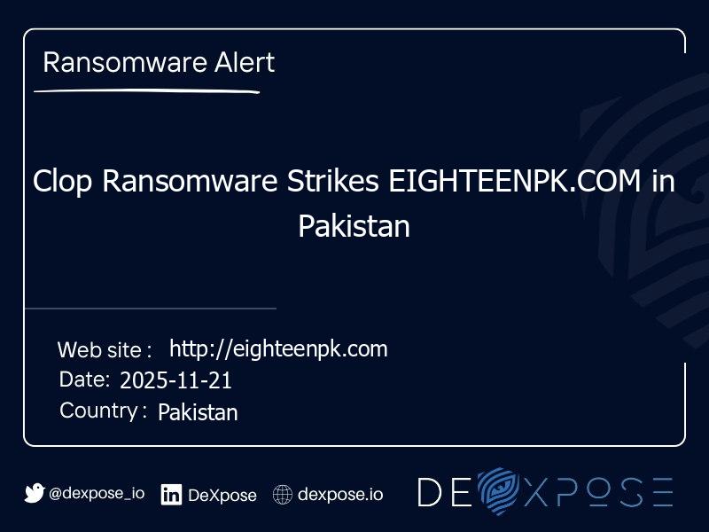 Clop Ransomware Strikes EIGHTEENPK.COM in Pakistan