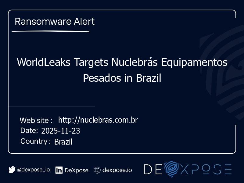WorldLeaks Targets Nuclebrás Equipamentos Pesados in Brazil