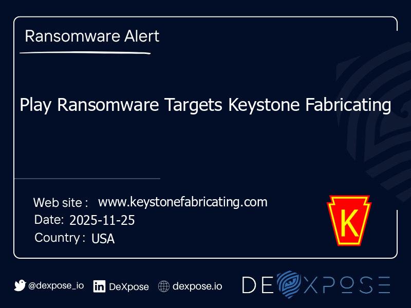 Play Ransomware Targets Keystone Fabricating