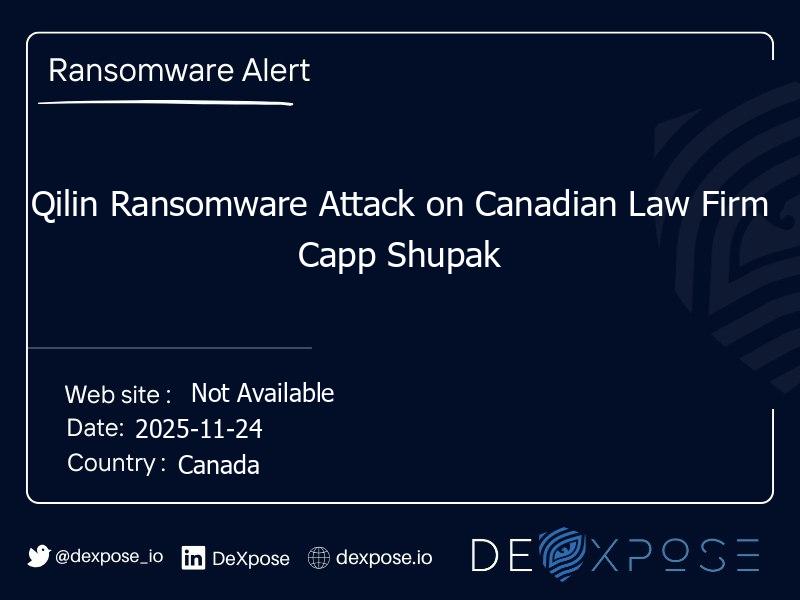 Qilin Ransomware Attack on Canadian Law Firm Capp Shupak