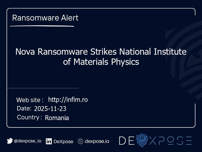 Nova Ransomware Strikes National Institute of Materials Physics