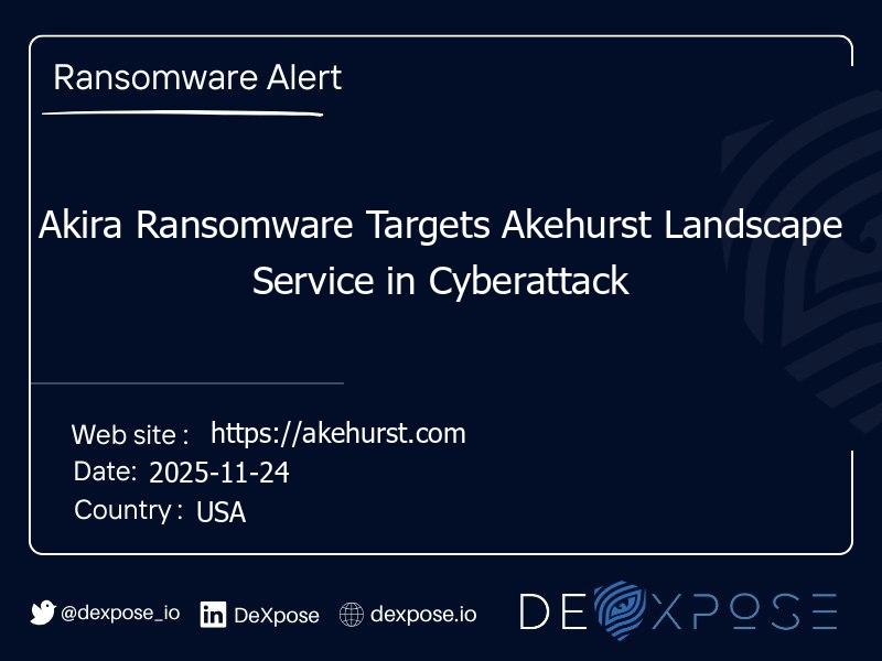 Akira Ransomware Targets Akehurst Landscape Service in Cyberattack