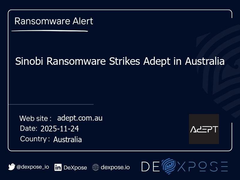 Sinobi Ransomware Strikes Adept in Australia