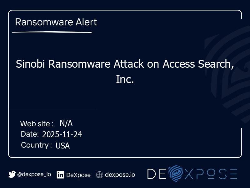 Sinobi Ransomware Attack on Access Search, Inc.