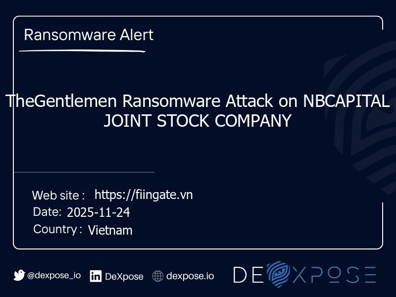TheGentlemen Ransomware Attack on NBCAPITAL JOINT STOCK COMPANY