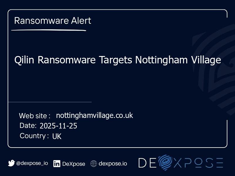 Qilin Ransomware Targets Nottingham Village