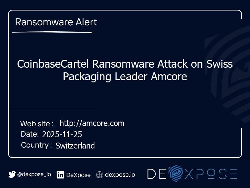 CoinbaseCartel Ransomware Attack on Swiss Packaging Leader Amcore