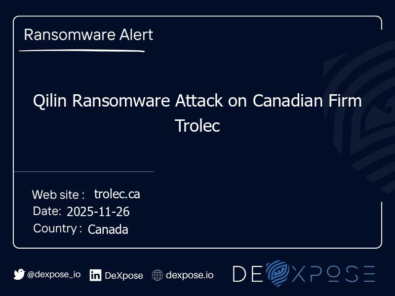 Qilin Ransomware Attack on Canadian Firm Trolec