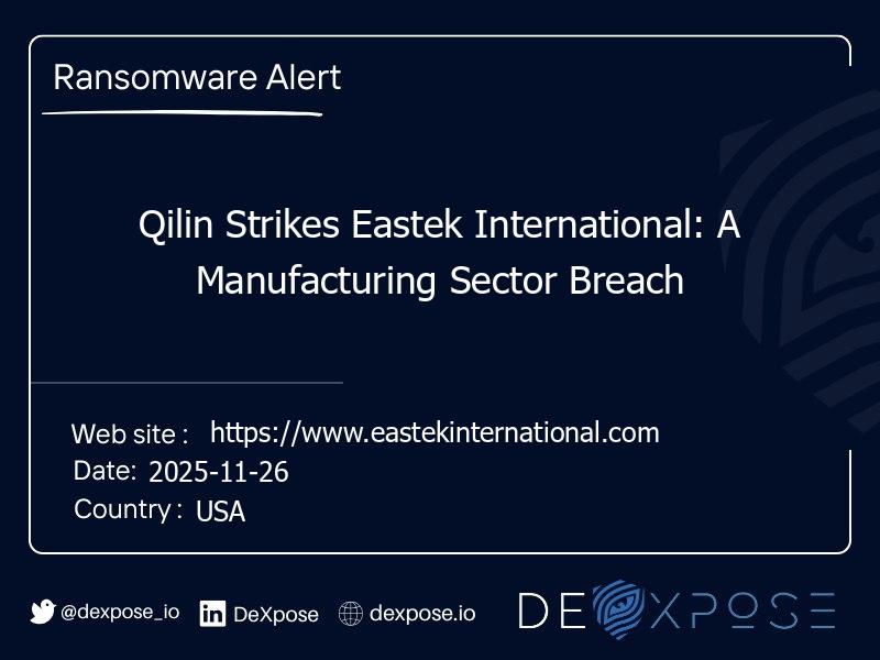 Qilin Strikes Eastek International: A Manufacturing Sector Breach