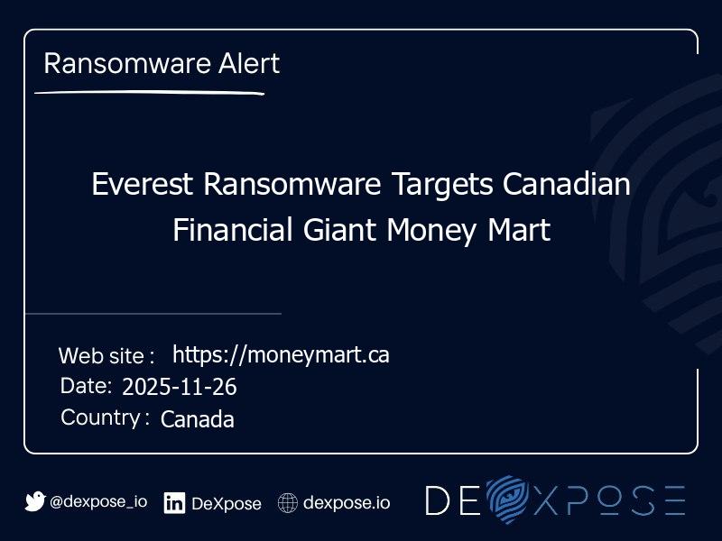 Everest Ransomware Targets Canadian Financial Giant Money Mart