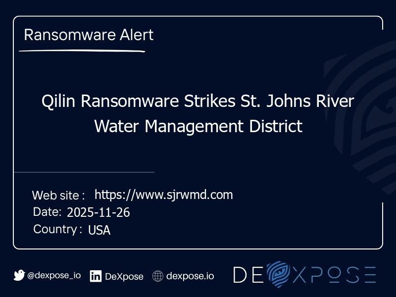 Qilin Ransomware Strikes St. Johns River Water Management District
