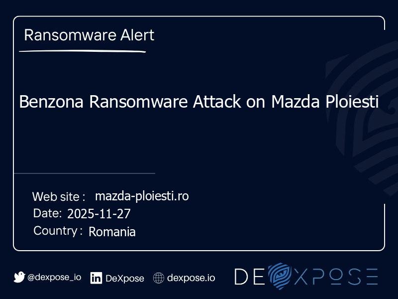 Benzona Ransomware Attack on Mazda Ploiesti