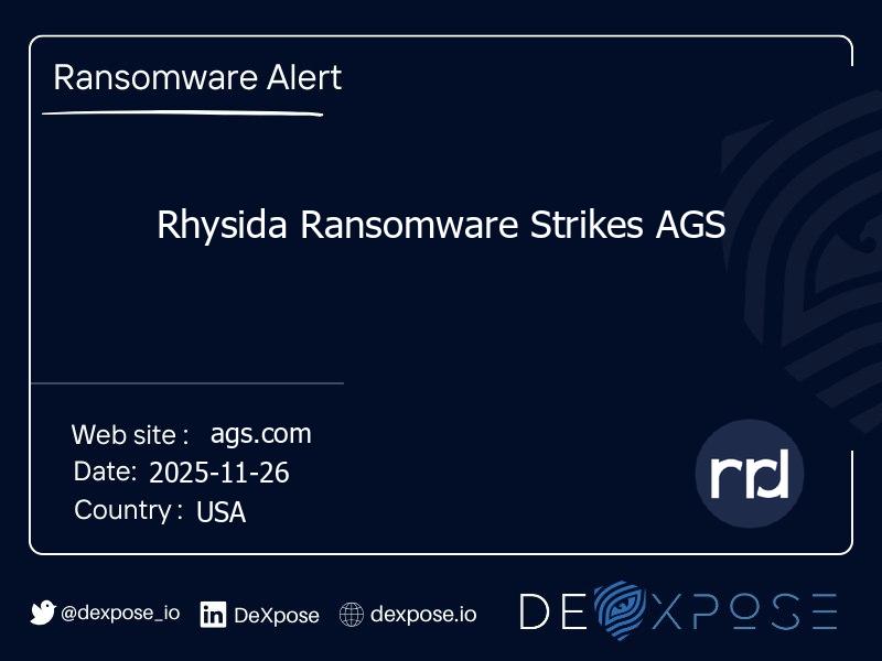 Rhysida Ransomware Strikes AGS