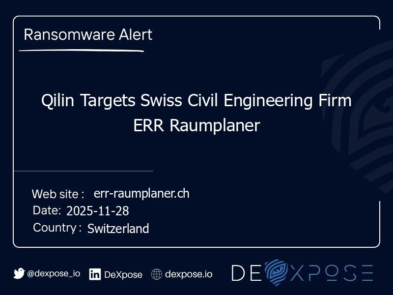 Qilin Targets Swiss Civil Engineering Firm ERR Raumplaner