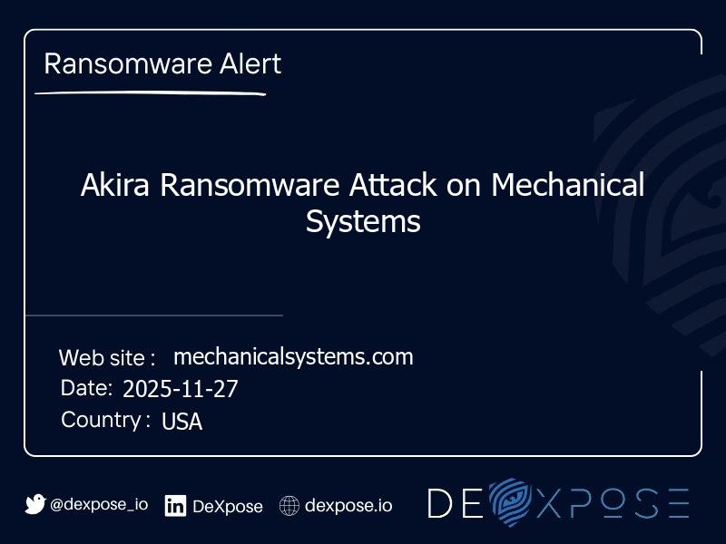 Akira Ransomware Attack on Mechanical Systems
