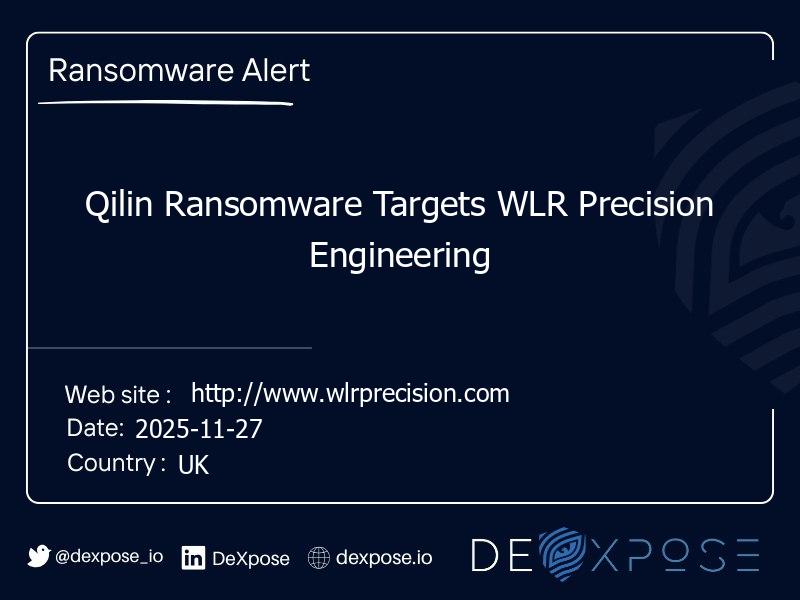 Qilin Ransomware Targets WLR Precision Engineering
