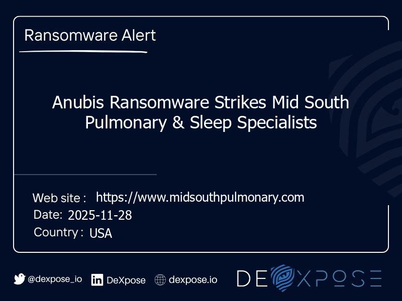 Anubis Ransomware Strikes Mid South Pulmonary & Sleep Specialists