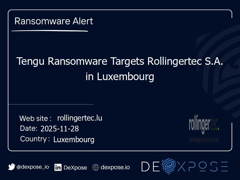 Tengu Ransomware Targets Rollingertec S.A. in Luxembourg