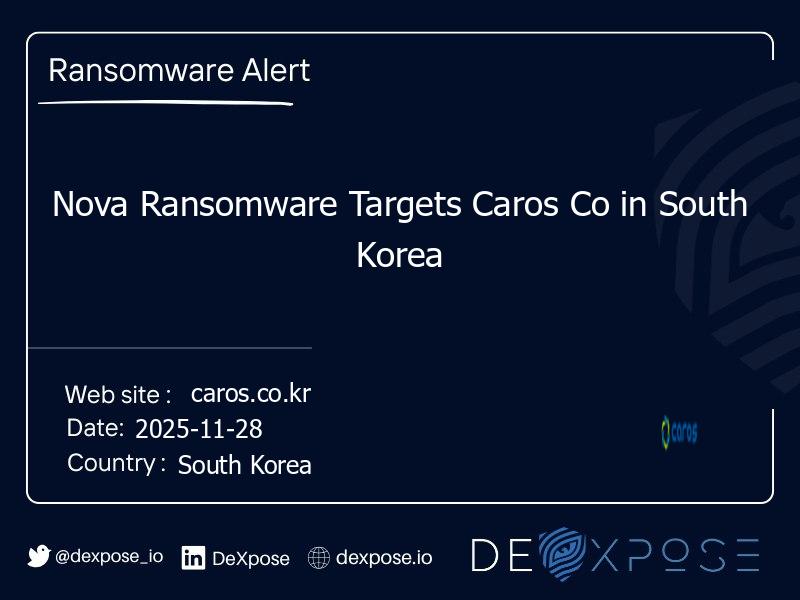 Nova Ransomware Targets Caros Co in South Korea