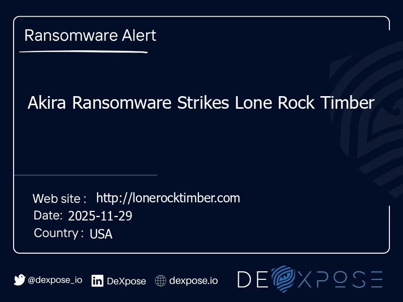 Akira Ransomware Strikes Lone Rock Timber