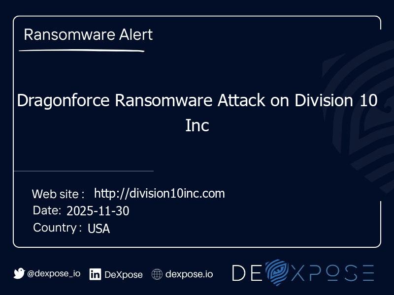 Dragonforce Ransomware Attack on Division 10 Inc
