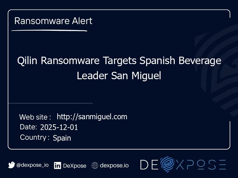 Qilin Ransomware Targets Spanish Beverage Leader San Miguel