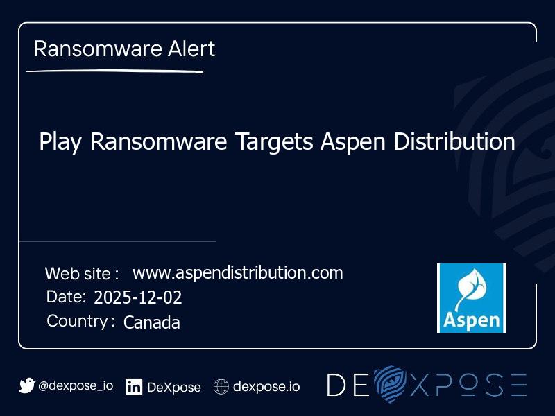 Play Ransomware Targets Aspen Distribution