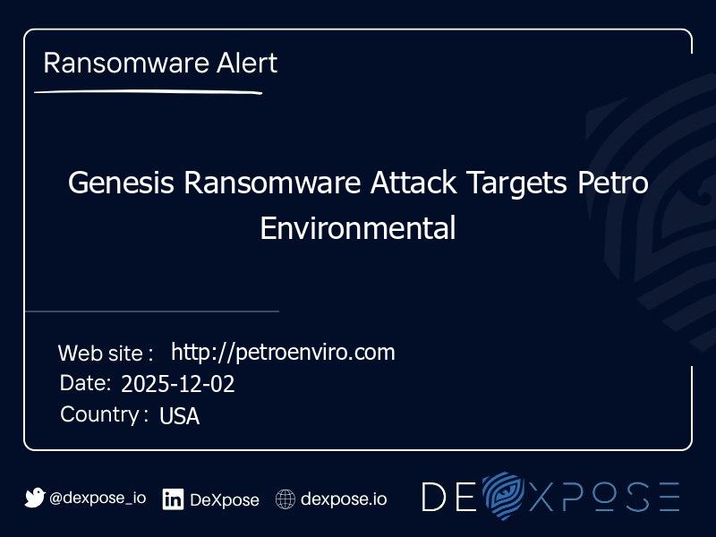 Genesis Ransomware Attack Targets Petro Environmental