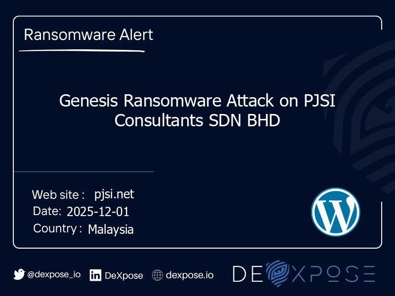 Genesis Ransomware Attack on PJSI Consultants SDN BHD