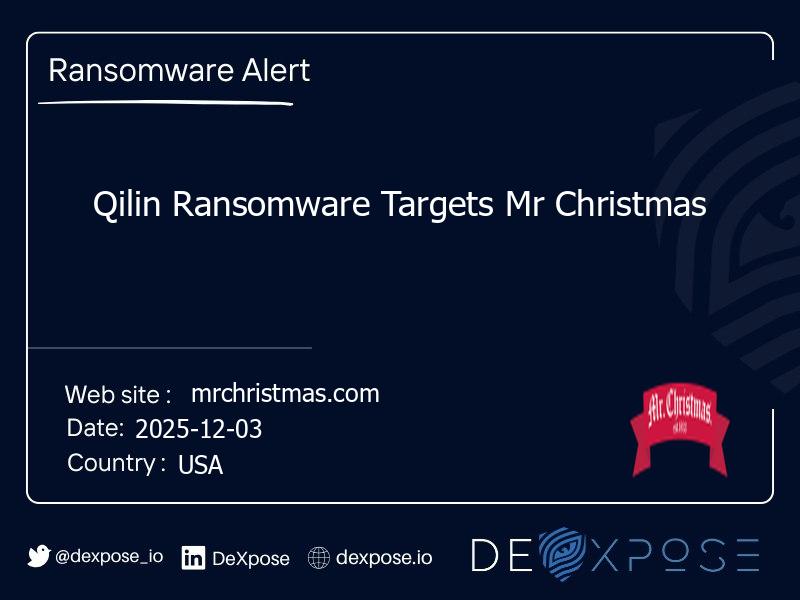 Qilin Ransomware Targets Mr Christmas