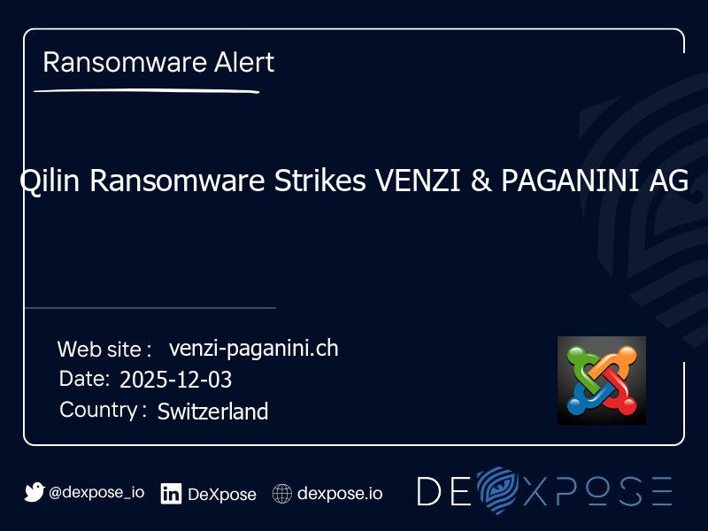 Qilin Ransomware Strikes VENZI & PAGANINI AG